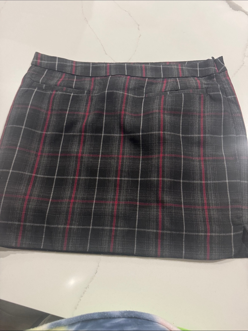 GAP Black Plaid Mini Skirt with Red and Gray Stripes